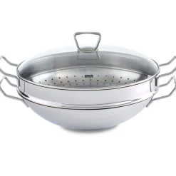 Nanjing Wok mit Glasdeckel und Dämpfeinsatz 36 cm